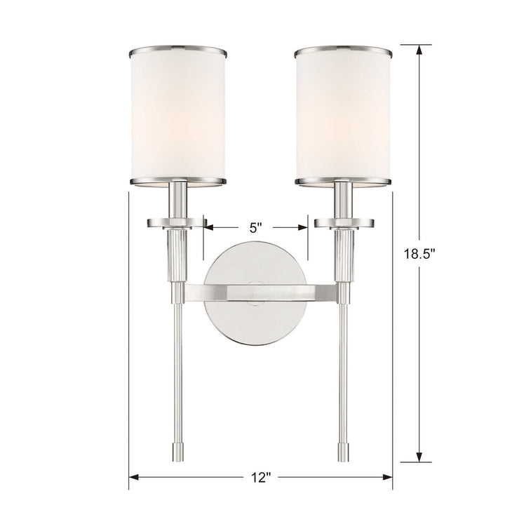 ##Antique Hardware## Hatfield 2 Light Polished Nickel Sconce