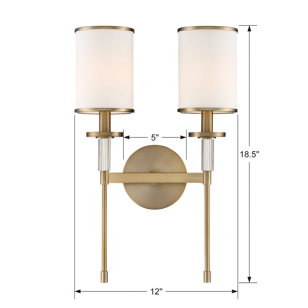 ##Antique Hardware## Hatfield 2 Light Vibrant Gold Sconce