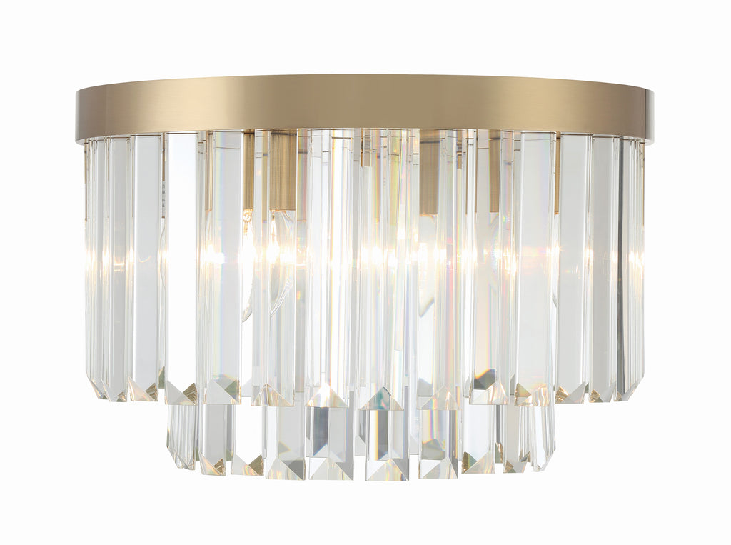 ##Antique Hardware## Hayes 4 Light Aged Brass Flush Mount