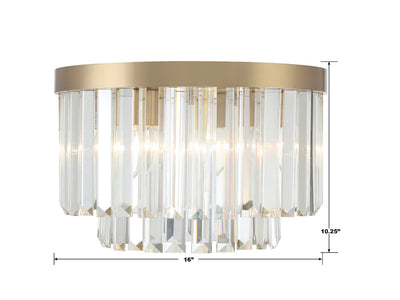 ##Antique Hardware## Hayes 4 Light Aged Brass Flush Mount