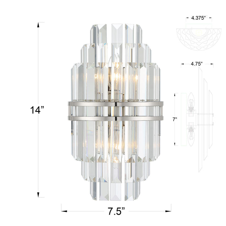 ##Antique Hardware## Hayes 2 Light Polished Nickel Sconce