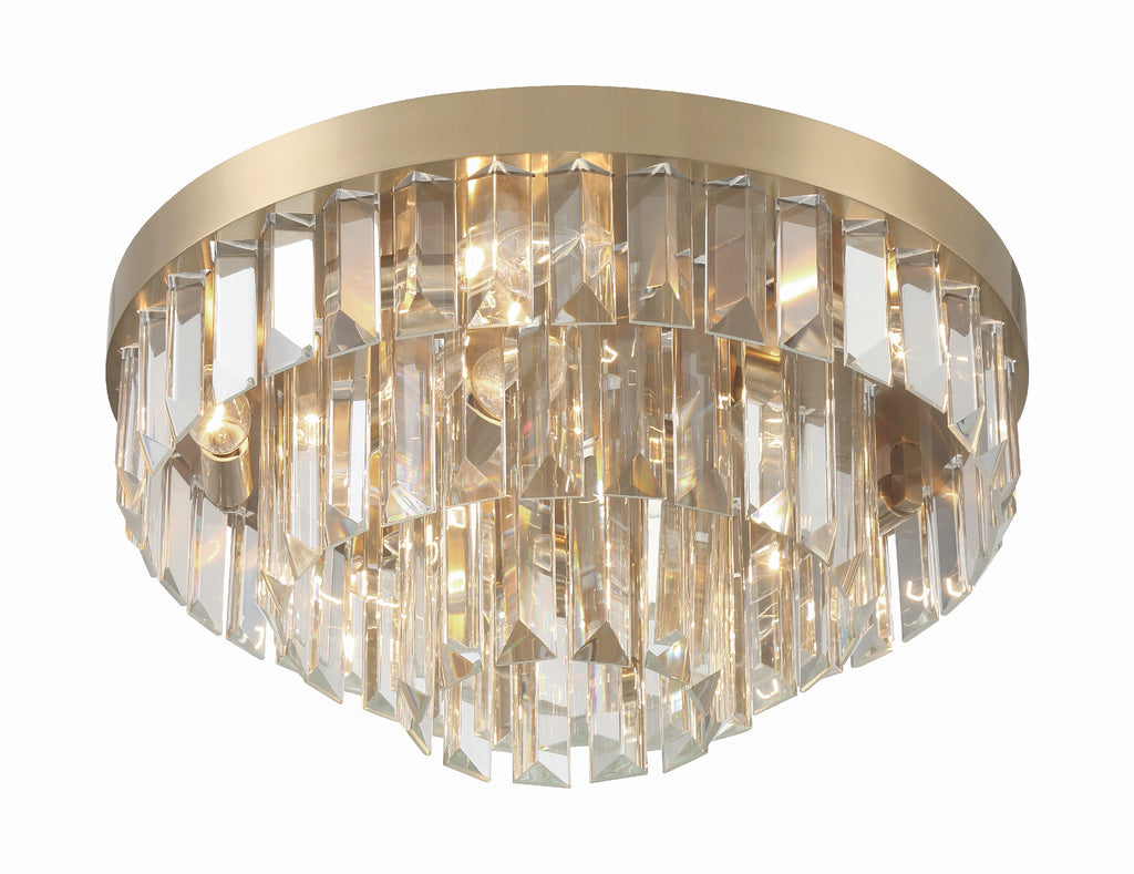 ##Antique Hardware## Hayes 8 Light Aged Brass Flush Mount