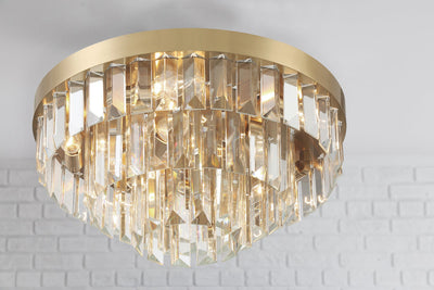##Antique Hardware## Hayes 8 Light Aged Brass Flush Mount