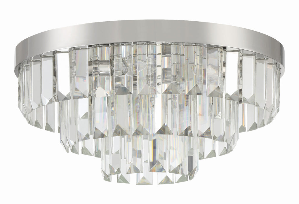 ##Antique Hardware## Hayes 8 Light Polished Nickel Flush Mount