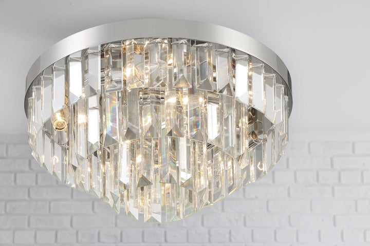 ##Antique Hardware## Hayes 8 Light Polished Nickel Flush Mount