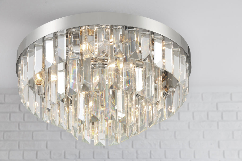 ##Antique Hardware## Hayes 8 Light Polished Nickel Flush Mount