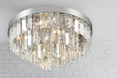 ##Antique Hardware## Hayes 8 Light Polished Nickel Flush Mount