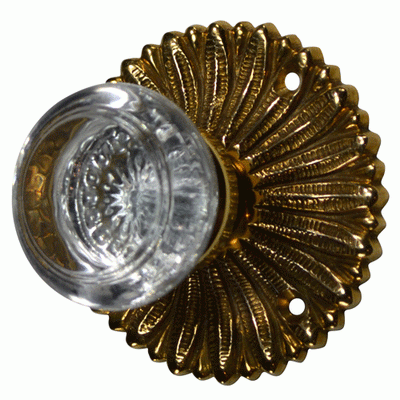 ##Antique Hardware## French Provincial Rosette Door Set with Crystal Round Door Knobs (Several Finishes Available)