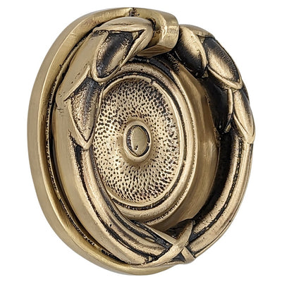 Antique Hardware 2 3/4 Inch Solid Brass Ribbon & Reed Drawer Ring Pull MISSION RING PULLS