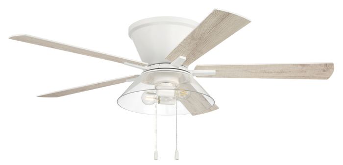 Antique Hardware 52" Insight White Finish, White/Washed Oak Blades, Integrated Light kit Included Ceiling Fan