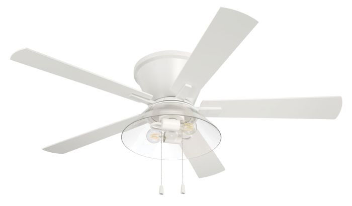 Antique Hardware 52" Insight White Finish, White/Washed Oak Blades, Integrated Light kit Included Ceiling Fan