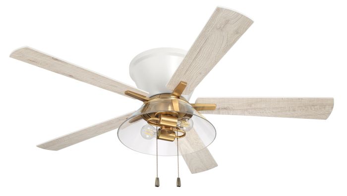##Antique Hardware## 52" Insight White/SB Finish, White/Washed Oak Blades, Integrated Light kit Included