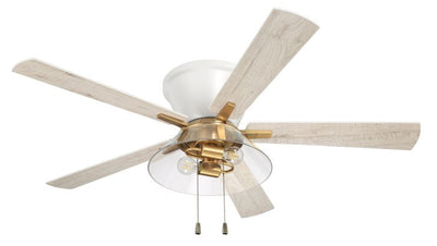 ##Antique Hardware## 52" Insight White/SB Finish, White/Washed Oak Blades, Integrated Light kit Included