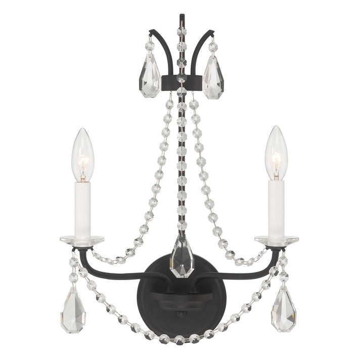 ##Antique Hardware## Karrington 2 Light Matte Black Sconce