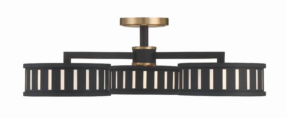 ##Antique Hardware## Kendal 6 Light Vibrant Gold + Black Forged Semi Flush Mount