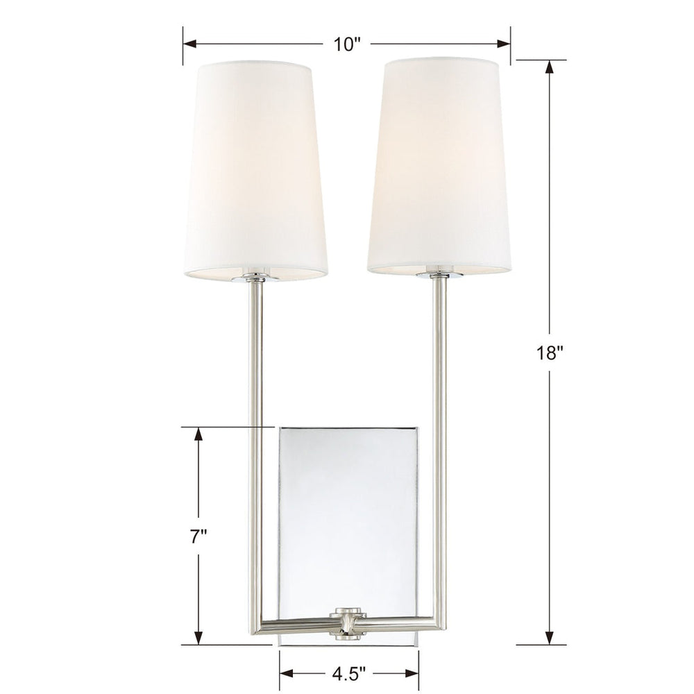 ##Antique Hardware## Lena 2 Light Polished Chrome Sconce