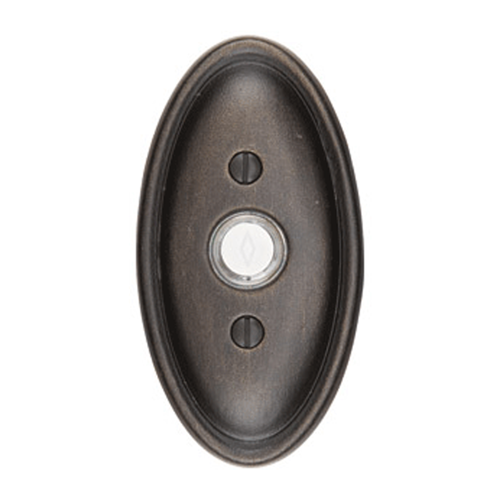 Antique Hardware 4 1/2 Inch Solid Brass Lost Wax Doorbell Button with Oval Rosette Door Bells & Chimes
