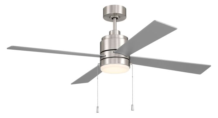 Antique Hardware 52" McCoy 4-Blade w/ Pull Chain in Brushed Polished Nickel w/ Brushed Nickel Blades Ceiling Fan