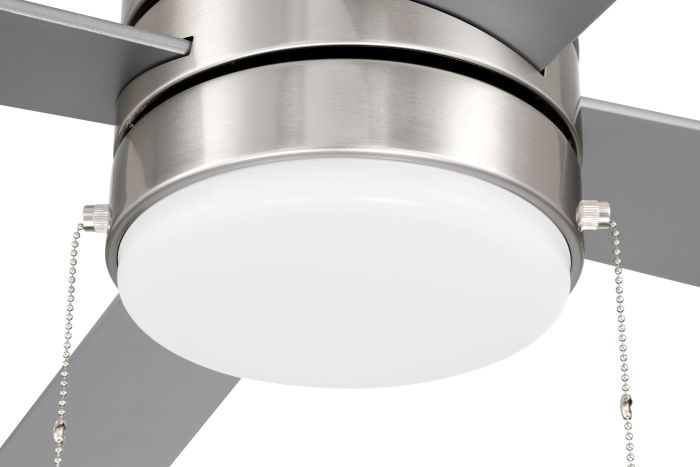 Antique Hardware 52" McCoy 4-Blade w/ Pull Chain in Brushed Polished Nickel w/ Brushed Nickel Blades Ceiling Fan