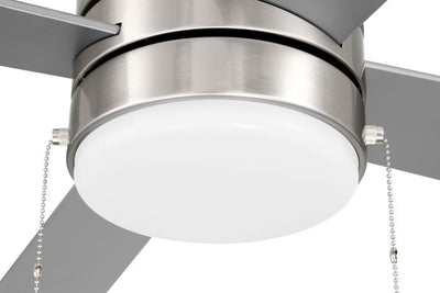 Antique Hardware 52" McCoy 4-Blade w/ Pull Chain in Brushed Polished Nickel w/ Brushed Nickel Blades Ceiling Fan