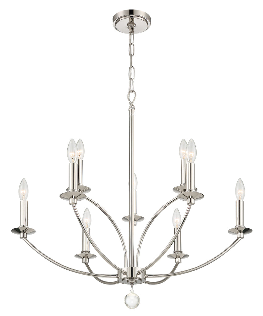 ##Antique Hardware## Mila 9 Light Polished Nickel Chandelier