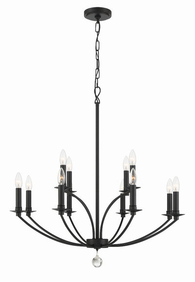 ##Antique Hardware## Mila 12 Light Black Chandelier