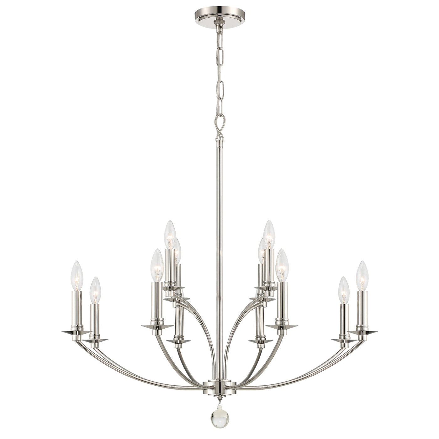 ##Antique Hardware## Mila 12 Light Polished Nickel Chandelier