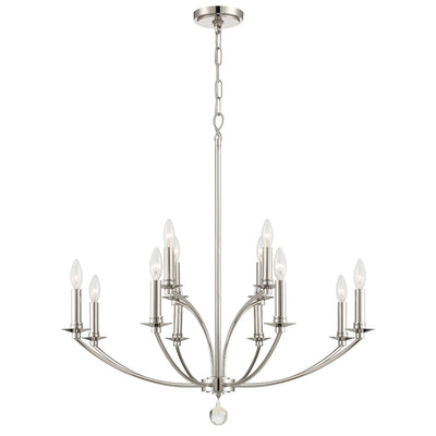 ##Antique Hardware## Mila 12 Light Polished Nickel Chandelier
