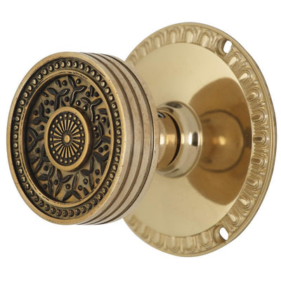 Antique Hardware Egg & Dart Rosette Door Set with Rice Pattern Door Knobs (Several Finishes Available) Door Knobs Satin Nickel