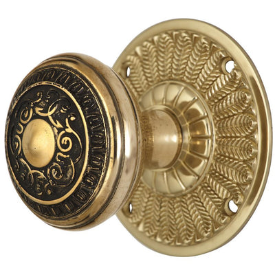 ##Antique Hardware## Feather Rosette Door Set with Egg & Dart Door Knobs (Several Finishes Available)