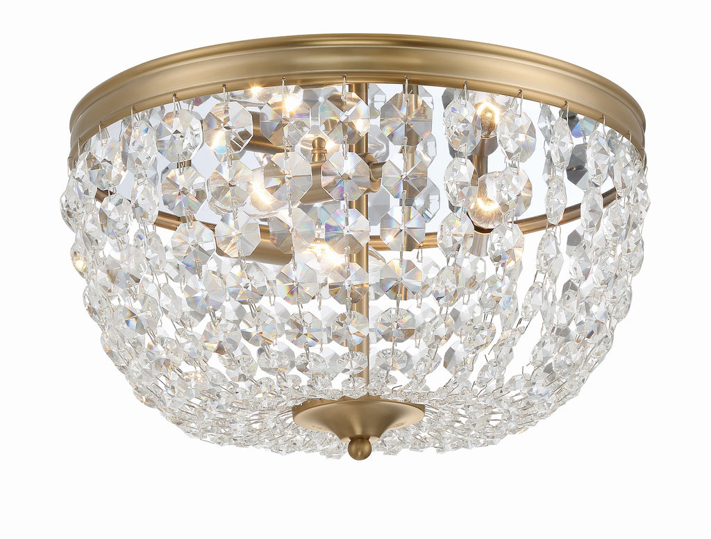 ##Antique Hardware## Nola 3 Light Vibrant Gold Flush Mount