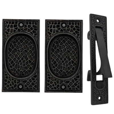 Antique Hardware Craftsman Pattern Pocket Door Set (Several Finishes Available) POCKET DOOR