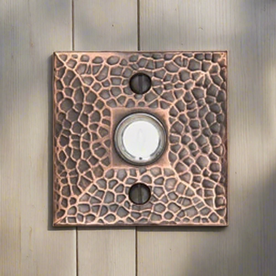 Antique Hardware Emtek 2452 Doorbell Button with Hammered Rosette Door Bells & Chimes