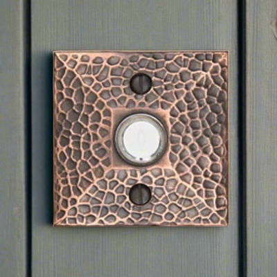 Antique Hardware Emtek 2452 Doorbell Button with Hammered Rosette Door Bells & Chimes