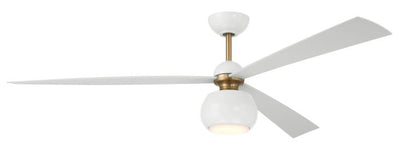 Antique Hardware 60" Otto in White/Satin Brass w/ White Blades Ceiling Fan