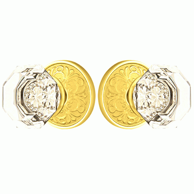 ##Antique Hardware## Emtek Crystal Old Town Clear Door Knob Set With Lancaster Rosette (Several Finish Options)