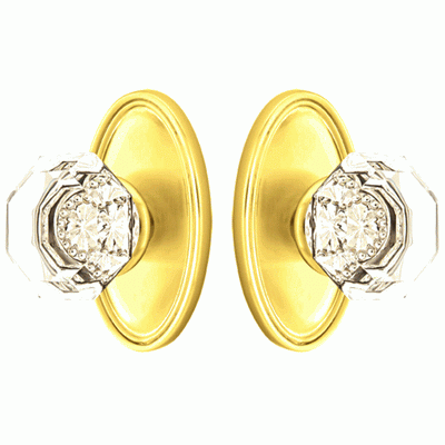 ##Antique Hardware## Emtek Crystal Old Town Clear Door Knob Set With Oval Rosette (Several Finish Options)