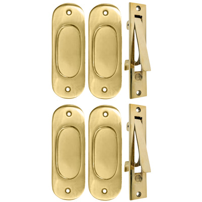 ##Antique Hardware## Traditional Oval Pocket Door Set (Several Finishes Available)