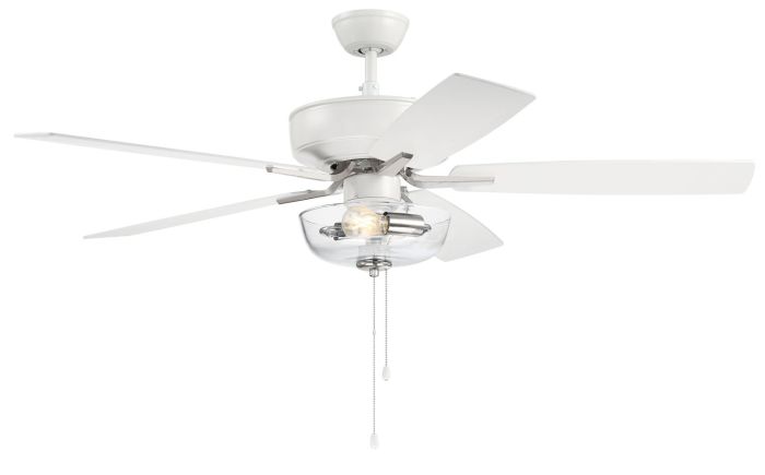 ##Antique Hardware## 52" Pro Plus 101 in White/Polished Nickel w/ White/Washed Oak Blades