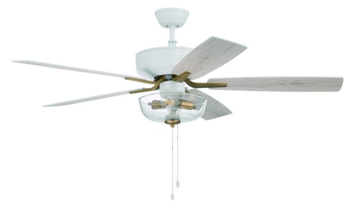 ##Antique Hardware## 52" Pro Plus 101 in White/Satin Brass w/ White/Washed Oak Blades