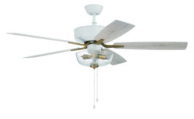 ##Antique Hardware## 52" Pro Plus 101 in White/Satin Brass w/ White/Washed Oak Blades