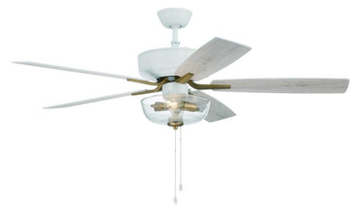 ##Antique Hardware## 52" Pro Plus 101 in White/Satin Brass w/ White/Washed Oak Blades