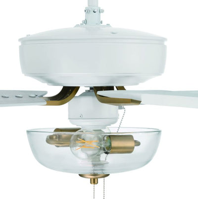 ##Antique Hardware## 52" Pro Plus 101 in White/Satin Brass w/ White/Washed Oak Blades