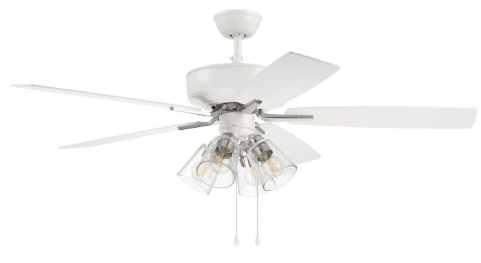 ##Antique Hardware## 52" Pro Plus 104 in White/Polished Nickel w/ White/Washed Oak Blades