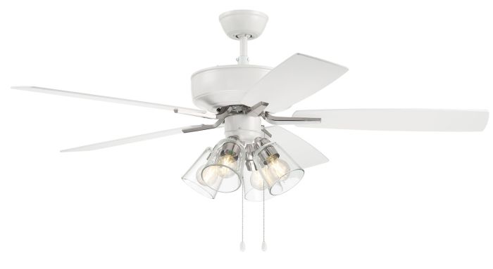##Antique Hardware## 52" Pro Plus 104 in White/Polished Nickel w/ White/Washed Oak Blades