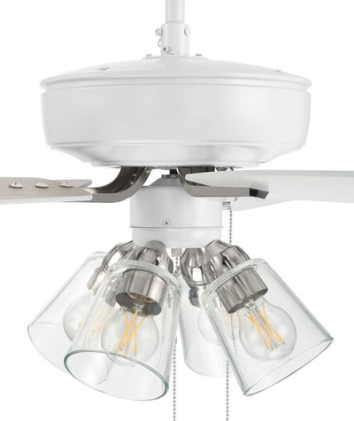 ##Antique Hardware## 52" Pro Plus 104 in White/Polished Nickel w/ White/Washed Oak Blades