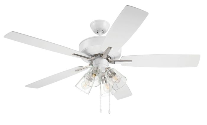 ##Antique Hardware## 52" Pro Plus 104 in White/Polished Nickel w/ White/Washed Oak Blades