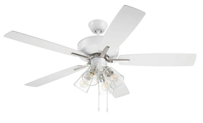##Antique Hardware## 52" Pro Plus 104 in White/Polished Nickel w/ White/Washed Oak Blades