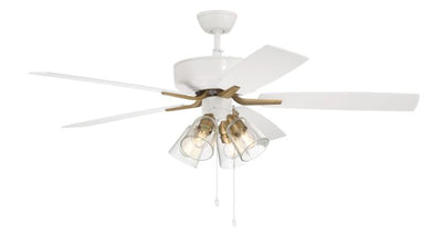 ##Antique Hardware## 52" Pro Plus 104 in White/Satin Brass w/ White/Washed Oak Blades