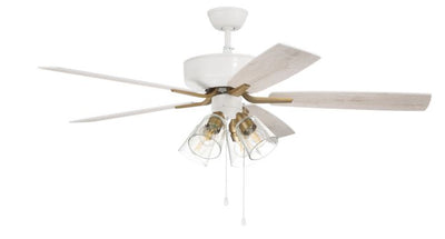 ##Antique Hardware## 52" Pro Plus 104 in White/Satin Brass w/ White/Washed Oak Blades
